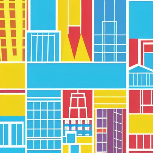 Image similar to geometric art of a city, made entirely from gradients, colorful, vector graphics