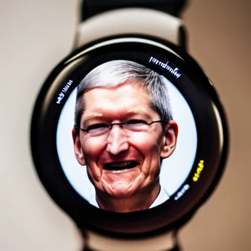 Image similar to an apple with the face of tim cook