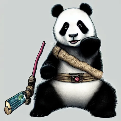 Prompt: panda as a jedi knight