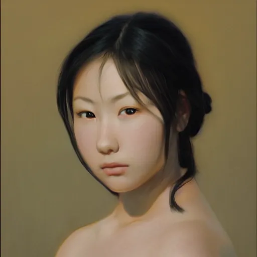 Prompt: detailed portrait of japanese girl, spring light, painting by alex horley