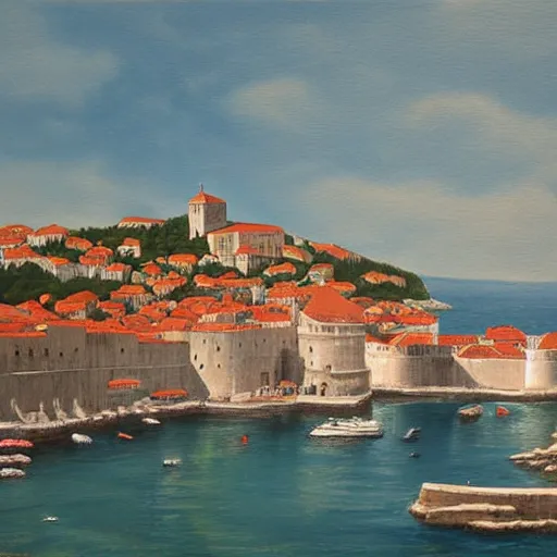 Image similar to a painting of dubrovnik by vojo stanic