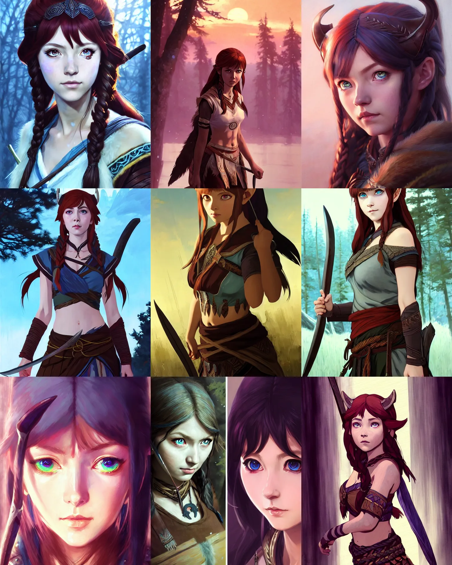 Prompt: Ssunbiki as a beautiful young Aela the Huntress from Skyrim || cute-fine-face, pretty face, realistic shaded Perfect face, fine details. Anime. realistic shaded lighting poster by Ilya Kuvshinov katsuhiro otomo ghost-in-the-shell, magali villeneuve, artgerm, Jeremy Lipkin and Michael Garmash and Rob Rey