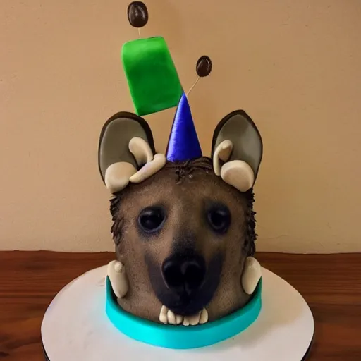 Image similar to birthday cake with hyena sitting on top