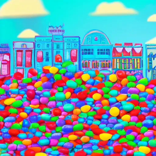 Prompt: a city made out of candy, digital art, concept art