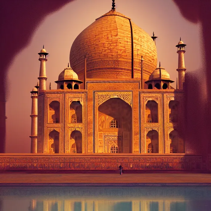 Prompt: taj mahal, naturel, glossy reflections, hyper detailed, digital art, trending in artstation, cinematic lighting, studio quality, smooth render, unreal engine 5 rendered, octane rendered, art style by klimt and nixeu and ian sprigger and wlop and krenz cushart.