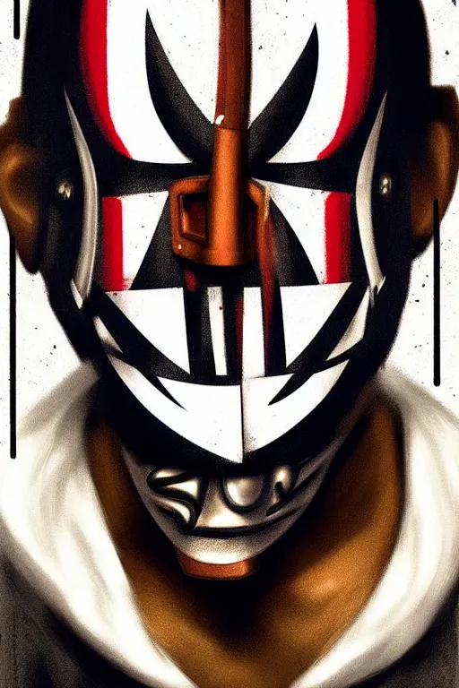 Image similar to random masked guy from the purge movie. pop art, aesthetic art, 8 k, asymmetrical, high details, digital painting, concept art, smooth, beautiful, amazing details, full body perfect, sharp focus, illustration, intricate, art by arstation and mimmo rottela, pixels art by paul robertson