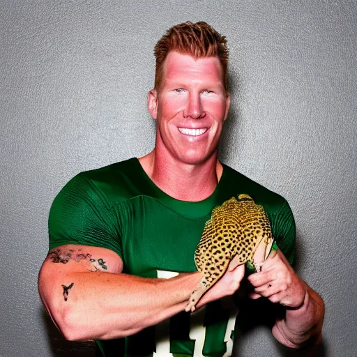 Prompt: matt birk with the body of a lizard