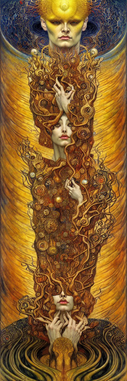 Image similar to Divine Chaos Engine by Karol Bak, Jean Delville, William Blake, Gustav Klimt, and Vincent Van Gogh, symbolist, visionary