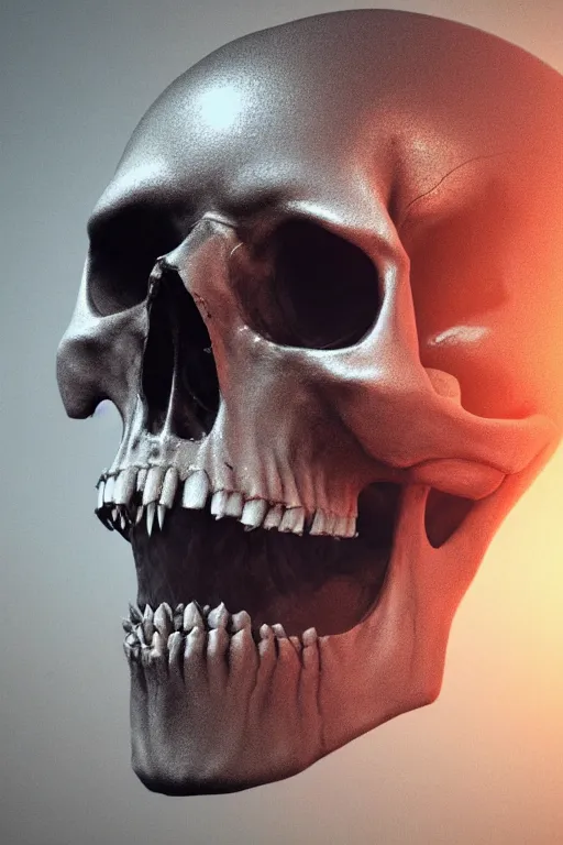 Image similar to skull, close - up portrait, powerful, intricate, elegant, volumetric lighting, scenery, digital painting, highly detailed, artstation, sharp focus, illustration, concept art