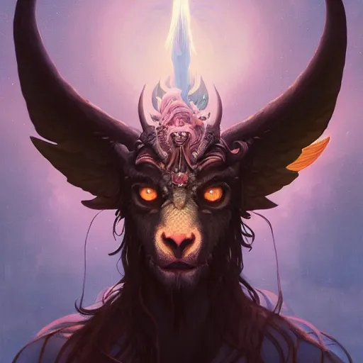 Prompt: Highly detailed portrait of Baphomet, unreal engine, fantasy art by Greg Rutkowski, Loish, Rhads, ferdinand knab, Makoto Shinkai and Lois van baarle, ilya kuvshinov, rossdraws, Tom Bagshaw, alphonse mucha, global illumination, radiant light, detailed and intricate environment