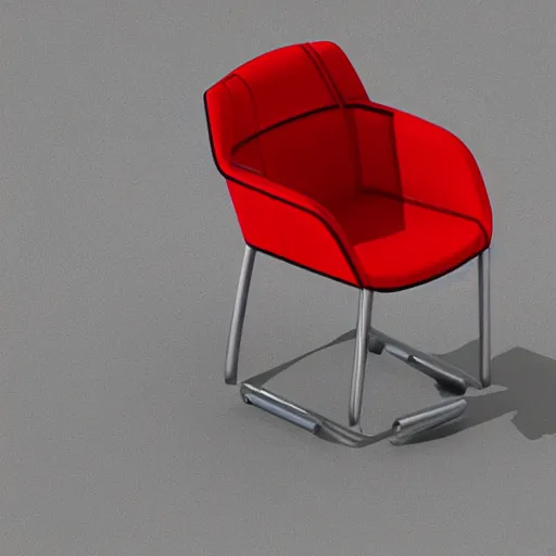 Image similar to 3 d object of chair rendered in isometric game, isometric art, centralised, mohamed chahin, blender cycles render, solid colours material, no background and shadows