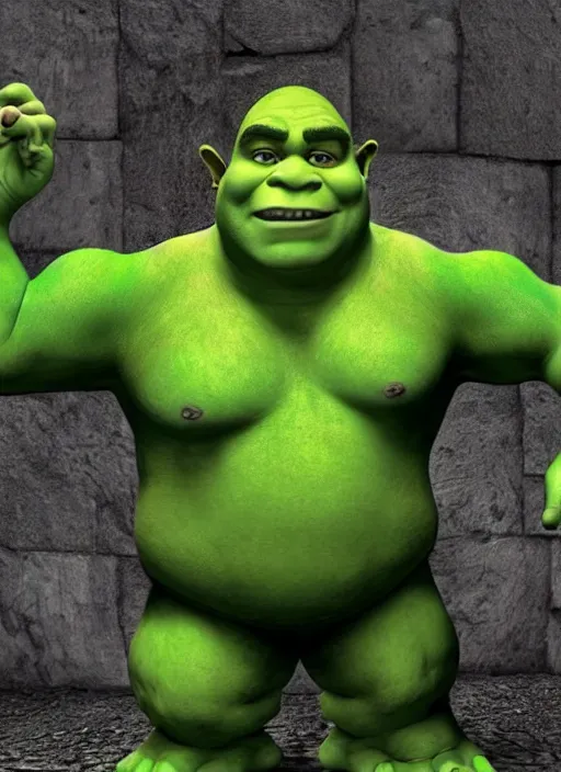 Prompt: shrek hulk