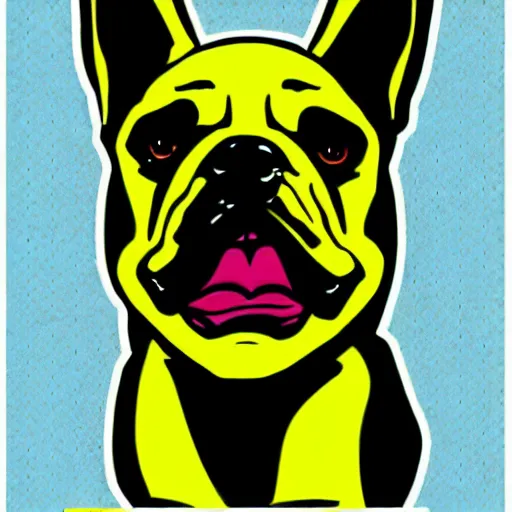 Image similar to Iggy from jojos bizarre adventure, pop art, ugly, french bulldog, jjba, jojo,