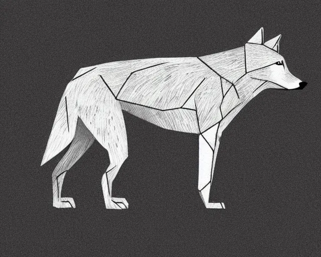 Image similar to professional digital art of a full-body outline of a wolf, very simple, no color, high quality, HD, 8K,