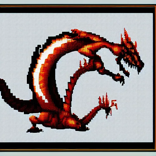 Prompt: pixel art of a dragon, digital art