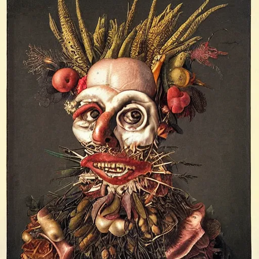 Prompt: a portrait of a hipster by arcimboldo.