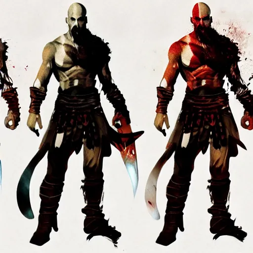 Image similar to Concept art of Keanu reeves as kratos from god of war game