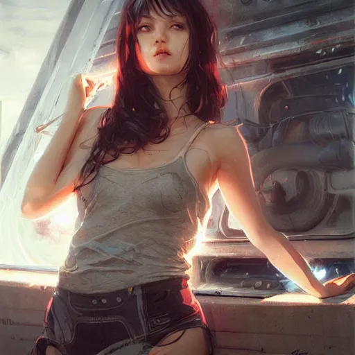 Image similar to awoke to the violent crunch of metal on wood, radiator, sweet smells of antifreeze and gasoline, by wlop, artgerm, greg rutkowski