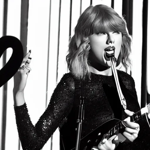 Prompt: taylor swift serenading the devil, elegant, highly detailed