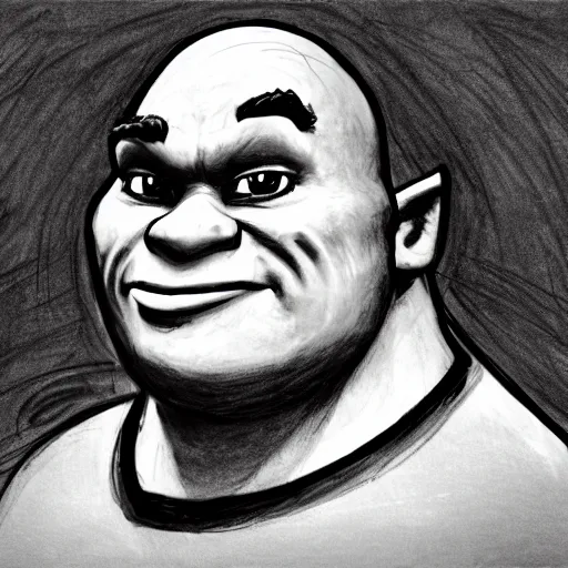 Image similar to courtroom sketch of Shrek