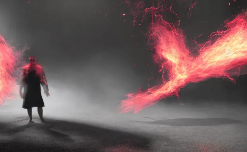 Prompt: A demonic spirit forming from black smoke, CGI, volumetric smoke, particle sim, siggraph