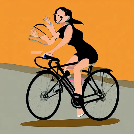 Image similar to illustration of a hot girl on a bike going 60 miles per hour, digital art