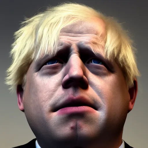 Image similar to Professionally Taken Photo of a sad and bald Boris Johnson, he is looking straight into the camera, forward angle, white background, realistic, hyperrealistic, in real life, highly detailed, very detailed, 4k resolution, 8k resolution, trending on artstation, real life, head and bodyshot