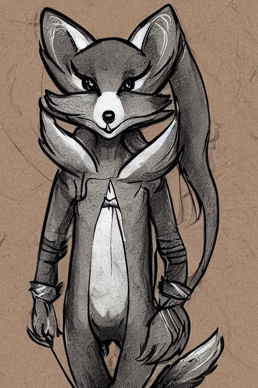 Image similar to a medieval anthropomorphic fox with a fluffy tail, comic art, trending on furaffinity, cartoon, kawaii, backlighting, furry art!!!, cool shading, concept art