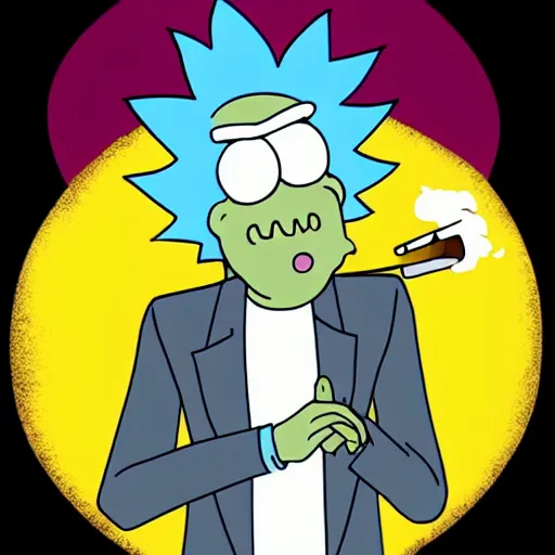 Image similar to rick sanchez ( rick and morty ) smoking a plumbus