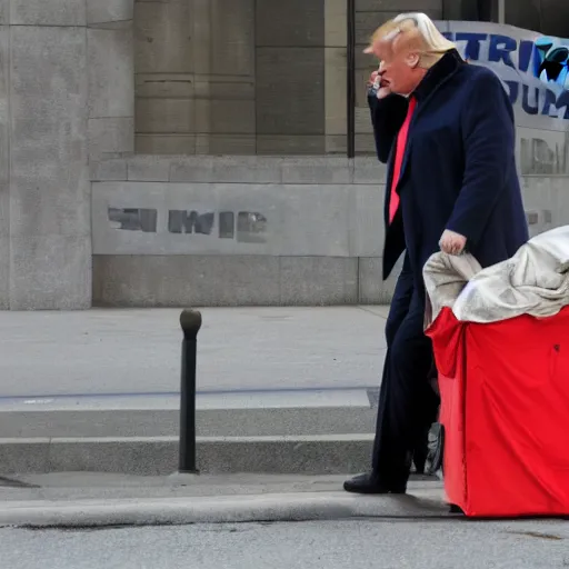 Prompt: donald trump as a homeless
