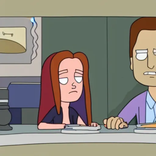 Image similar to mulder and scully from the x - files in rick and morty