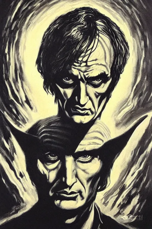 Image similar to portrait of Richard Dawkins as Satan, by Basil Gogos