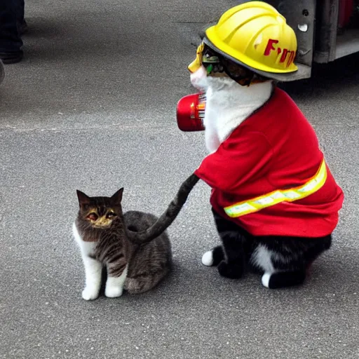 Image similar to a cat working as a fireman