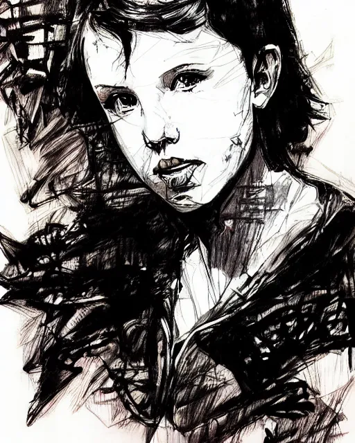 Image similar to pen sketch of millie bobby brown by yoji shinkawa