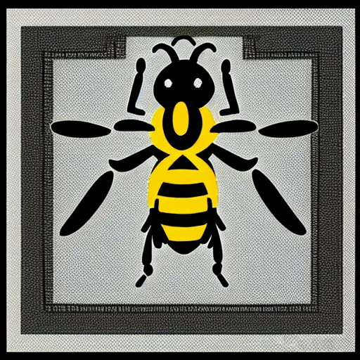 Image similar to a bee in the style of bauhaus, symmetric,