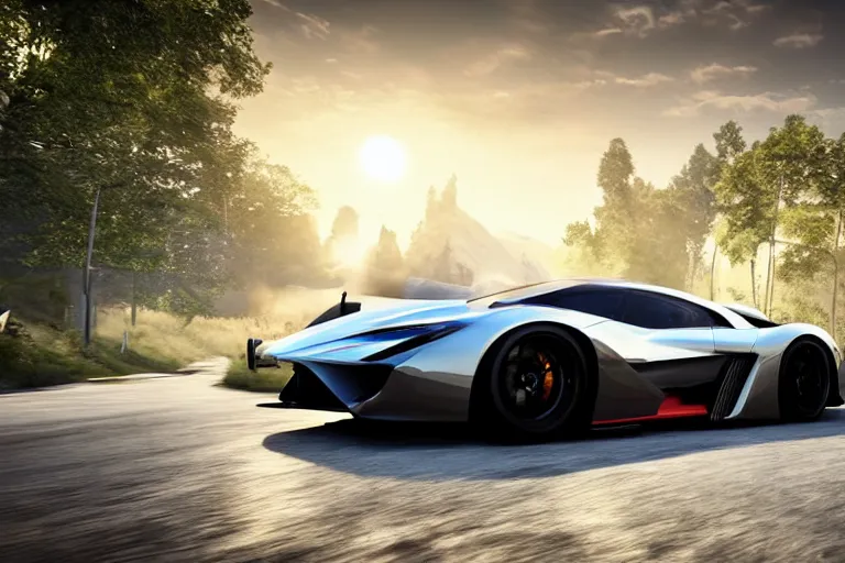 Image similar to sport car gran turismo 7 forza horizon need for speed fast and furious 5 unreal engine supercar hypercar game concept car octane render, 4 khd 2 0 2 2 3 d cgi rtx style chrome reflexion global illumination ray tracing hdr arstation by ian pesty by jesper ejsing pixar and disney unreal