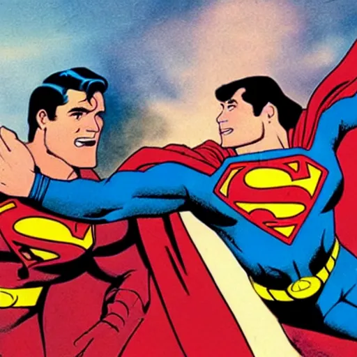 Prompt: superman giving birth to batman