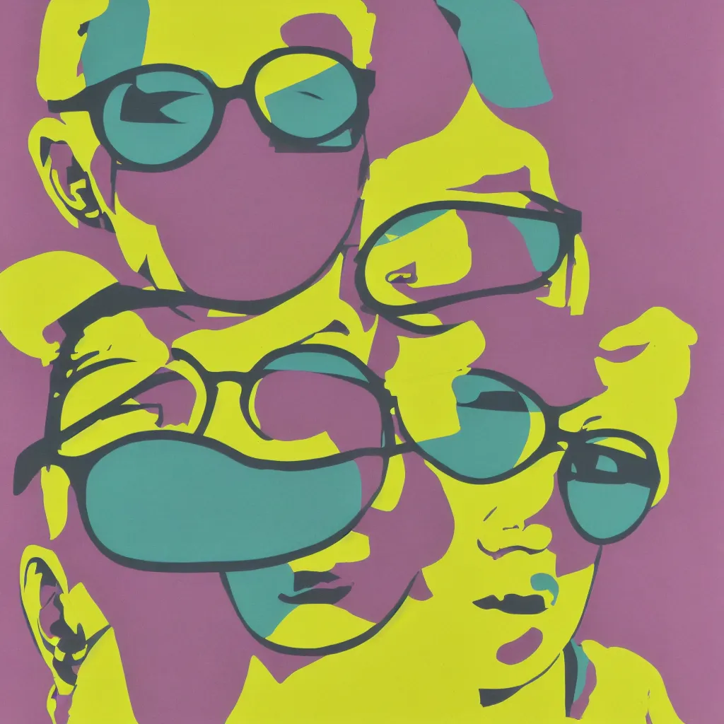 Prompt: lemon wearing sunglasses, muted pastel colors, in the style of an andy warhol poster