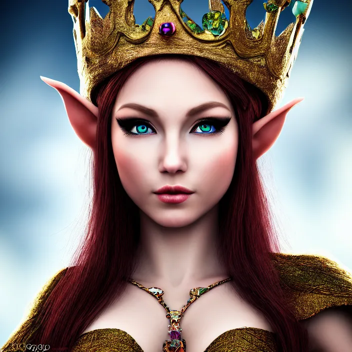 Prompt: photo of a very beautiful!! elf queen, highly detailed, 4 k, hdr, smooth, sharp focus, high resolution, award - winning photo