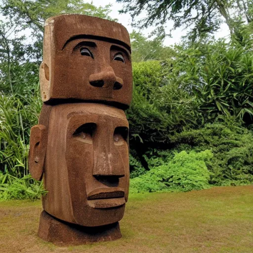 Prompt: a log carving Moai