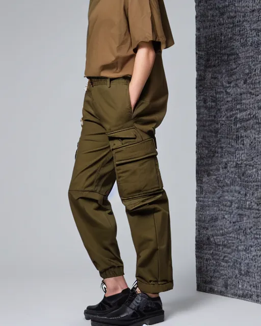 Prompt: cargo pants covered with pockets