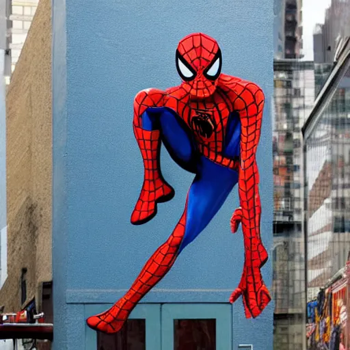 Image similar to spider man as a mural sculpture