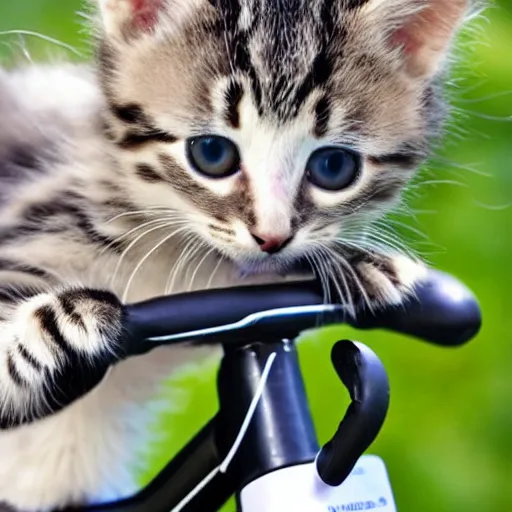 Prompt: kitten riding a bike
