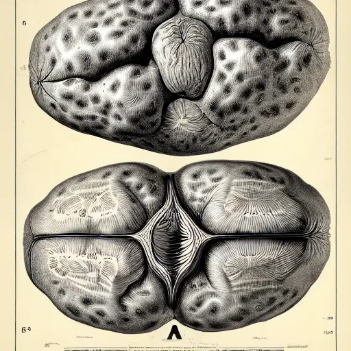 Image similar to potato anatomy by ernst haeckel, masterpiece, vivid, very detailed