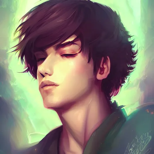 Image similar to A beautiful portrait of young man, digital art by Ross Tran