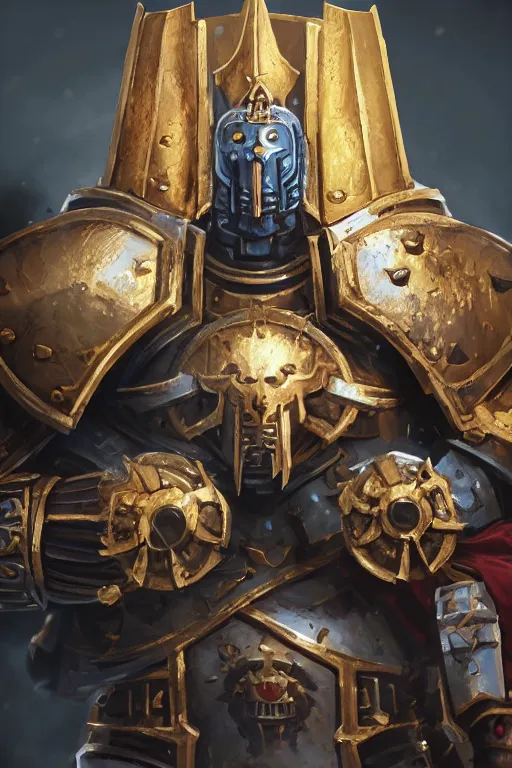 Image similar to armor portrait heros warhammer 4 0 k horus heresy fanart - the primarchs emperor by johannes helgeson animated with vfx concept artist & illustrator global illumination ray tracing hdr fanart arstation zbrush central hardmesh 8 k octane renderer comics stylized