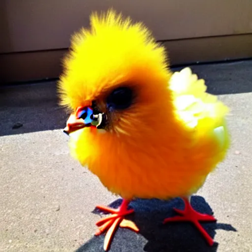 Image similar to cute baby chicken dressed as an inmate