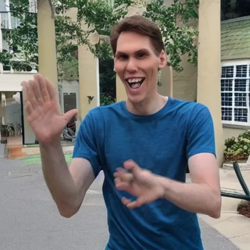 Prompt: jerma with an abnormally huge smile