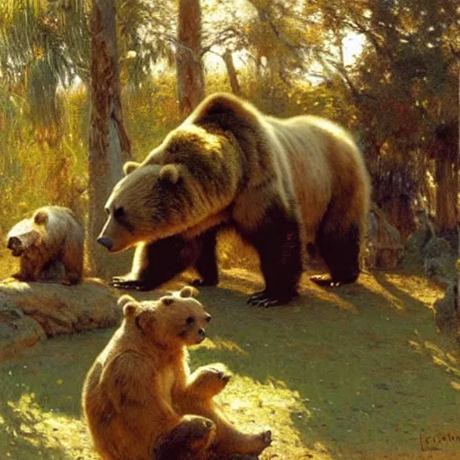 Image similar to a bear at a busy zoo, highly detailed painting by gaston bussiere, craig mullins, j. c. leyendecker