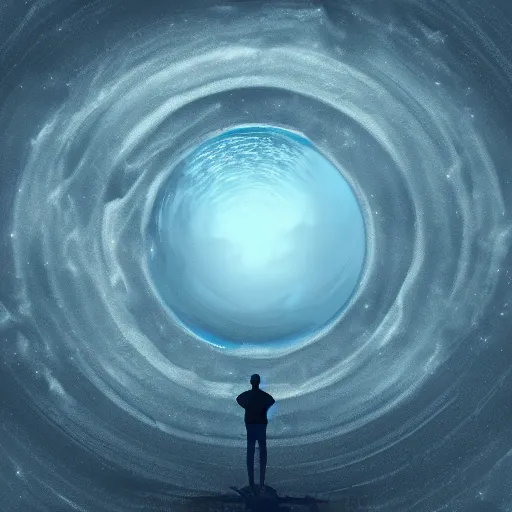 Prompt: standing on neptune, looking out into the vastness of space, digital art.